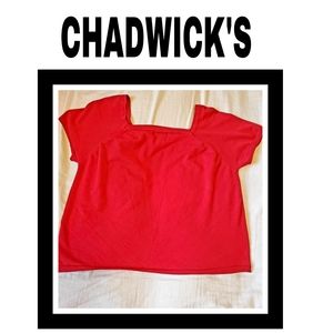 Chadwick's Squareneck T shirt Red  2 extra large